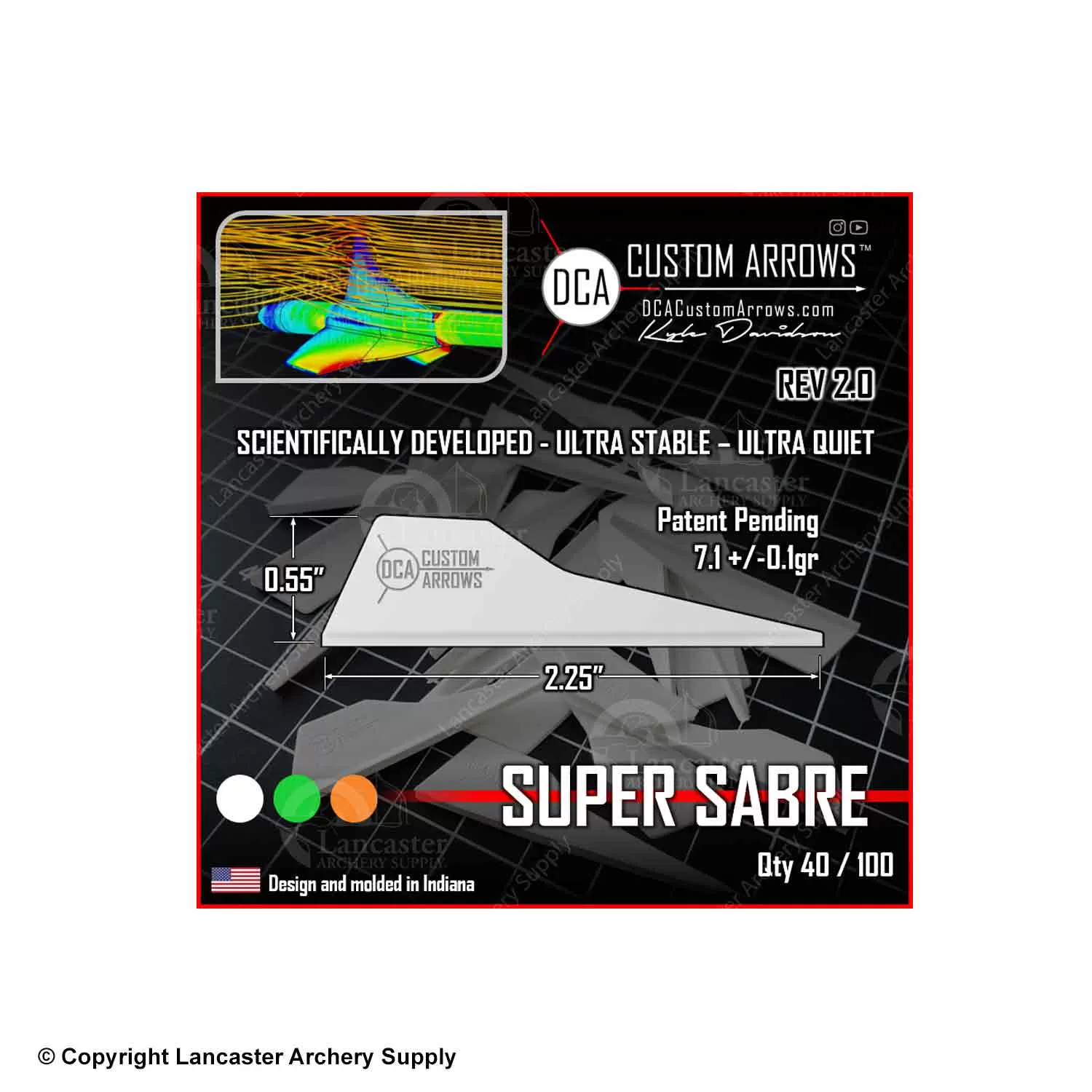 DCA Custom Arrows Rev 2.0 Super Sabre Vanes 2.25"(100 Pack) - Image 2