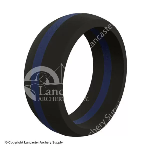 QALO Men's Thin Blue Line Pinstripe Silicone Ring
